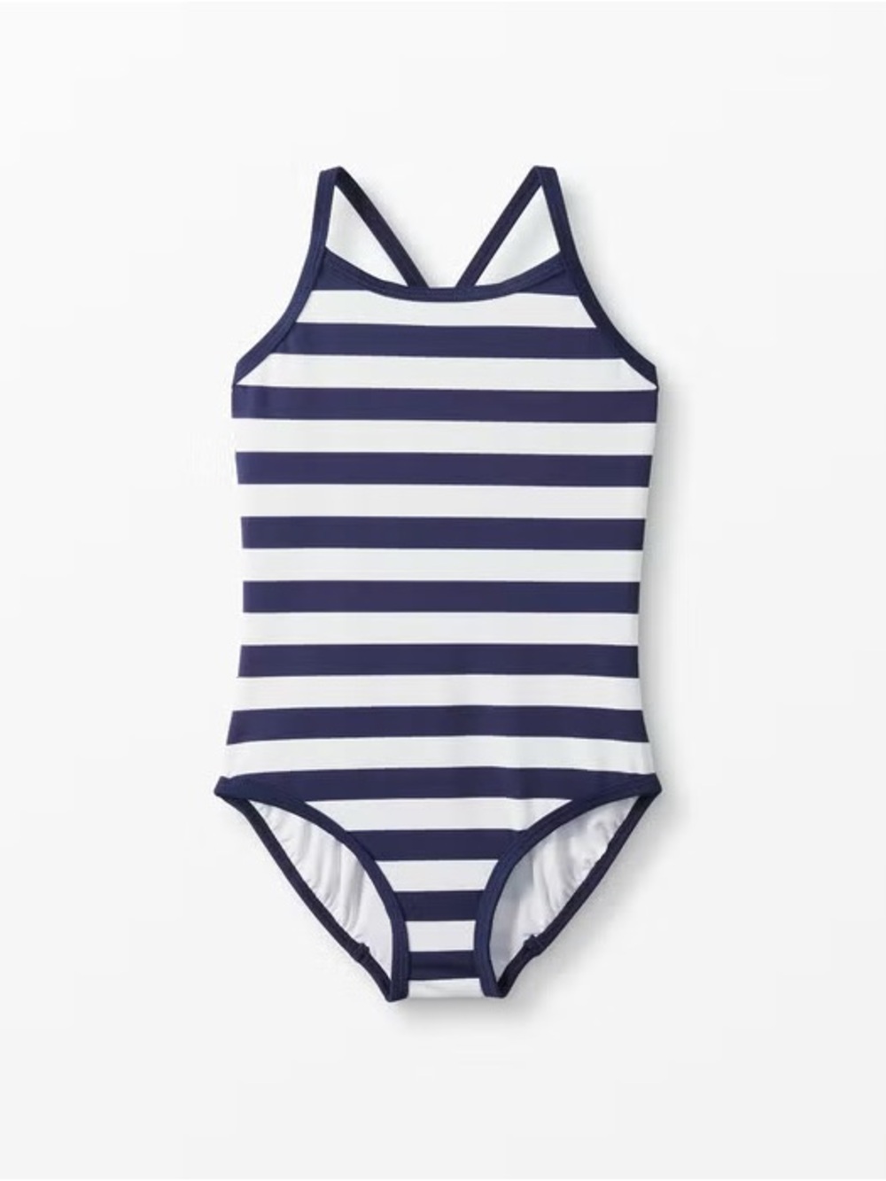 Hanna Andersson Navy & White Striped Kids One-Piece Swimsuit